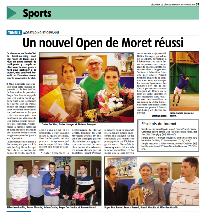 Eclaireur 2016_02_17 Open Tennis Moret